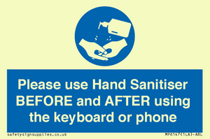 Please use Hand Sanitiser BEFORE and AFTER using the keyboard or phone